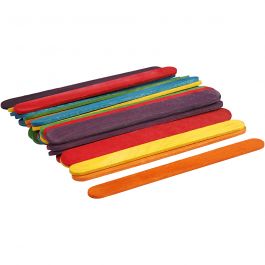 Constructiehoutjes, L: 11,4 cm, B: 10 mm, diverse kleuren, 30 stuk/ 1 doos [HOB-579990]