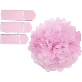 Pompon van papier, d 20+24+30 cm, 16 gr, lichtrood, 3 stuk/ 1 doos [HOB-590009]