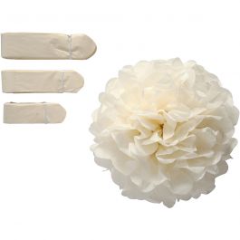 Pompon van papier, d 20+24+30 cm, 16 gr, off-white, 3 stuk/ 1 doos [HOB-590021]