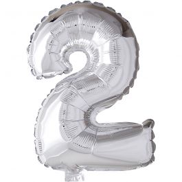 Folieballon , 2, H: 41 cm, zilver, 1 stuk [HOB-59186]