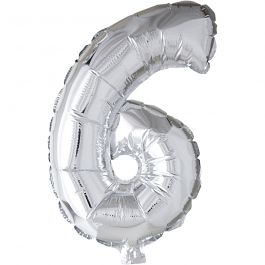 Folieballon , 6, H: 41 cm, zilver, 1 stuk [HOB-59190]