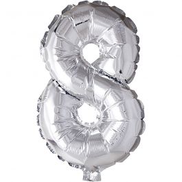 Folieballon , 8, H: 41 cm, zilver, 1 stuk [HOB-59192]