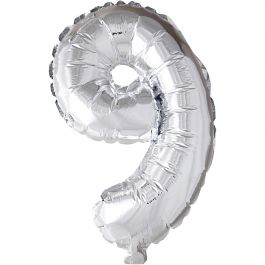 Folieballon , 9, H: 41 cm, zilver, 1 stuk [HOB-59193]