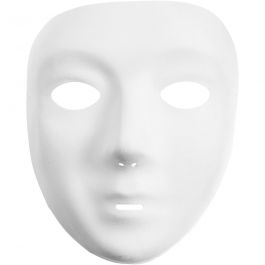 Masker, H: 17,5 cm, B: 14 cm, wit, 1 stuk [HOB-592440]