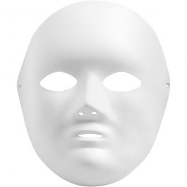 Masker, H: 22 cm, B: 17 cm, wit, 1 stuk [HOB-592530]