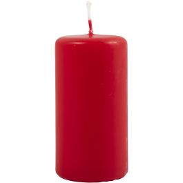 Kaarsen, H: 100 mm, d 50 mm, rood, 6 stuk/ 1 doos [HOB-596103]
