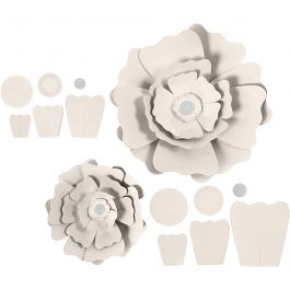 Papieren bloemen, d 15+25 cm, 230 gr, off-white, 2 stuk/ 1 doos [HOB-599921]