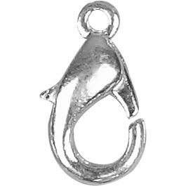 Karabijnhaken, L: 12 mm, verzilverd, 5 stuk/ 1 doos [HOB-600160]