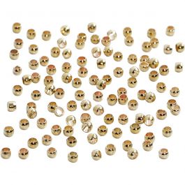 Knijpkralen, d 2 mm, goud, 100 stuk/ 1 doos [HOB-60106]
