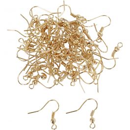 Oorbelhaaken, L: 18 mm, verguld, 100 stuk/ 1 doos [HOB-603041]