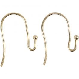 Oorbelhaken, L: 21 mm, dikte 0,7 mm, verguld, 6 stuk/ 1 doos [HOB-60309]