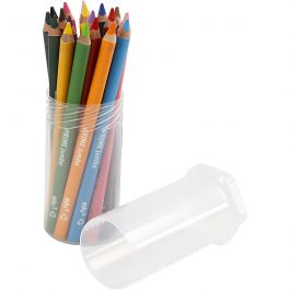 Edu Jumbo Kleurpotlood, dikte 10 mm, vulling 6,25 mm, diverse kleuren, 18 stuk/ 1 doos [HOB-409018]