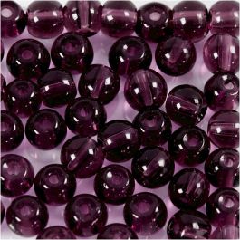 Glas Kralen, d 4 mm, gatgrootte 1 mm, paars, 45 stuk/ 1 doos [HOB-60990]
