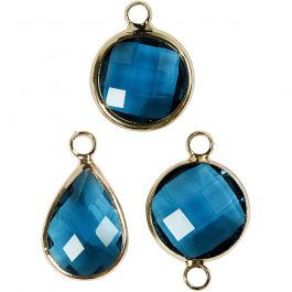 Sieradenhanger, H: 15-20 mm, gatgrootte 2 mm, turquoise, 1 doos [HOB-61027]
