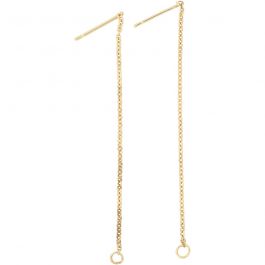 Oorbellen van ketting, L: 70 mm, verguld, 1 paar [HOB-61045]
