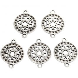 Sieraden hanger, d 14 mm, gatgrootte 1,2 mm, verzilverd, 5 stuk/ 1 doos [HOB-61173]