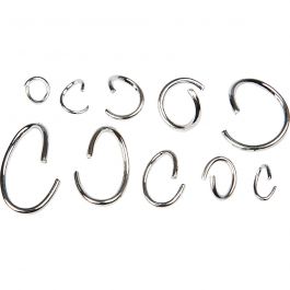 Assortiment ovale en ronde springringen, verzilverd, 800 div/ 1 doos [HOB-61381]