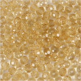 Facet kralen, afm 3x4 mm, gatgrootte 0,8 mm, topaz, 100 stuk/ 1 doos [HOB-61661]