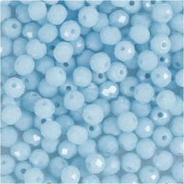 Facet Kralen, afm 3x4 mm, gatgrootte 0,8 mm, Zeeblauw, 100 stuk/ 1 doos [HOB-61663]