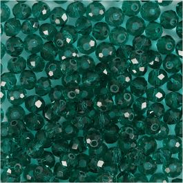 Facet Kralen, afm 3x4 mm, gatgrootte 0,8 mm, emerald green, 100 stuk/ 1 doos [HOB-61664]