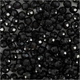 Facet Kralen, afm 3x4 mm, gatgrootte 0,8 mm, metallic zwart, 100 stuk/ 1 doos [HOB-61680]