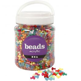 Tri-kralen mix, d 10 mm, gatgrootte 2 mm, diverse kleuren, 385 gr, 700 ml/ 1 Doosje [HOB-61776]