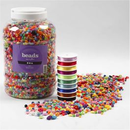Plastic Kralen en Elastisch Koord, afm 6-20 mm, gatgrootte 1,5-6 mm, 1 doos [HOB-61815]