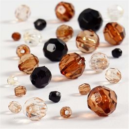 Facet kralen, afm 4-12 mm, gatgrootte 1-2,5 mm, goud, 50 gr/ 1 doos [HOB-618801]
