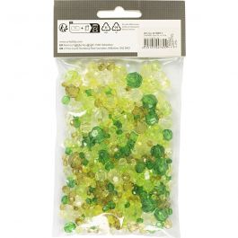 Facet kralen, afm 4-12 mm, gatgrootte 1-2,5 mm, ca. 170 stuk, groen glitter, 45 gr/ 1 doos [HOB-618811]