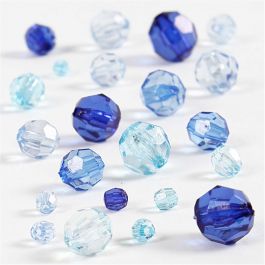 Facet kralen, afm 4-12 mm, gatgrootte 1-2,5 mm, blauw harmonie, 45 gr/ 1 doos [HOB-618821]