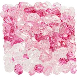 Facet kralen, afm 4-12 mm, gatgrootte 1-2,5 mm, pink (081), 250 gr/ 1 doos [HOB-61884]