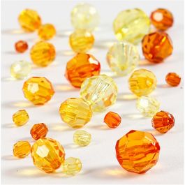 Facet kralen, afm 4-12 mm, gatgrootte 1-2,5 mm, geel, 45 gr/ 1 doos [HOB-618861]