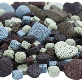 Lava kralen, afm 6-37 mm, gatgrootte 1+2 mm, Inhoud kan variëren , diverse kleuren, 20 slagen/ 1 doos [HOB-63589]