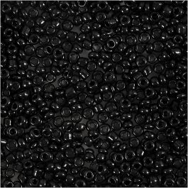 Rocailles, d 2 mm, afm 12/0, gatgrootte 0,8 mm, zwart, 25 gr/ 1 doos [HOB-682831]