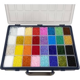 Rocailles, d 1,7+3+4 mm, afm 6/0+8/0+12/0, gatgrootte 0,5-1,2 mm, kleuren kan variëren , 32x100 gr/ 1 doos [HOB-688213]