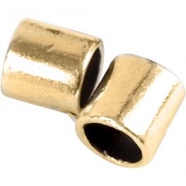 Knijpkralen tube, afm 2x2 mm, gatgrootte 1,4 mm, verguld, 80 stuk/ 1 doos [HOB-69096]