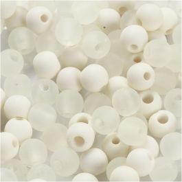 Plastic Kralen, d 6 mm, gatgrootte 2 mm, crème, 40 gr/ 1 doos [HOB-69588]