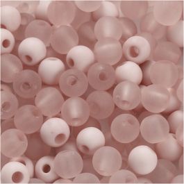 Plastic Kralen, d 6 mm, gatgrootte 2 mm, roze, 40 gr/ 1 doos [HOB-69591]