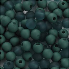 Plastic Kralen, d 6 mm, gatgrootte 2 mm, flessengroen, 40 gr/ 1 doos [HOB-69595]