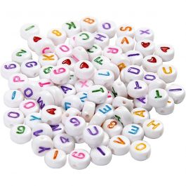 Letterkralen, afm 7 mm, gatgrootte 1,2 mm, wit, 25 gr/ 1 doos [HOB-699070]