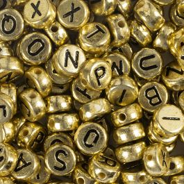 Letterkralen, d 7 mm, gatgrootte 1,2 mm, ca. 200 stuk, goud, 21 gr/ 1 doos [HOB-699300]