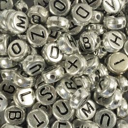 Letterkralen, d 7 mm, gatgrootte 1,2 mm, ca. 200 stuk, zilver, 21 gr/ 1 doos [HOB-699330]