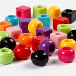 Plastic Kralen, afm 11 mm, gatgrootte 7 mm, diverse kleuren, 1000 gr, 1700 ml/ 1 doos [HOB-699603]