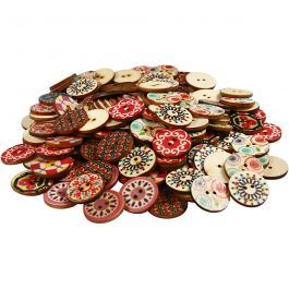 Houten knopen, d 20 mm, 180 stuk/ 1 doos [HOB-69978]