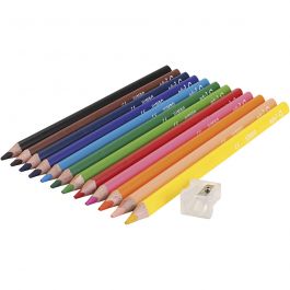 Edu Jumbo Kleurpotloden, dikte 10 mm, vulling 5 mm, diverse kleuren, 12stuk/ 1 doos [HOB-409814]