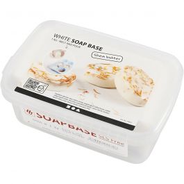 Witte zeep basis met sheaboter, wit, 1 kg [HOB-70035]