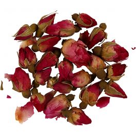 Gedroogde Bloemen, Rozenknoppen, L: 1 - 2 cm, d 0,6 - 1 cm, 15 gr, donkerroze, 1doos/ 1 doos [HOB-709503]