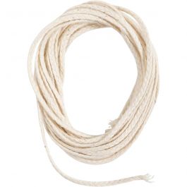Lont, Geschikt voor dompelkaarsen (dia. 30 mm) en gegoten kaarsen (dia. 80-100 mm) , B: 2 mm, 100 gr, 3 m/ 1 doos [HOB-733211]
