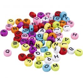 Ronde letterkralen, d 7 mm, gatgrootte 1-2 mm, diverse kleuren, 25 gr/ 1 doos [HOB-743074]