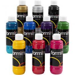 Glas- en porseleinverf, diverse kleuren, 10x250 ml/ 1 doos [HOB-744358]